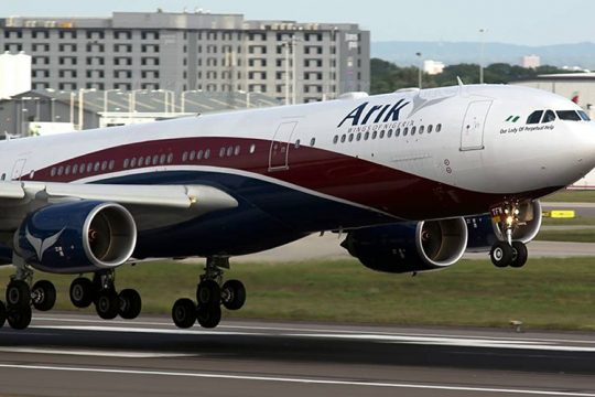 Arik-Air-Plane-Makes a landing in Ghana
